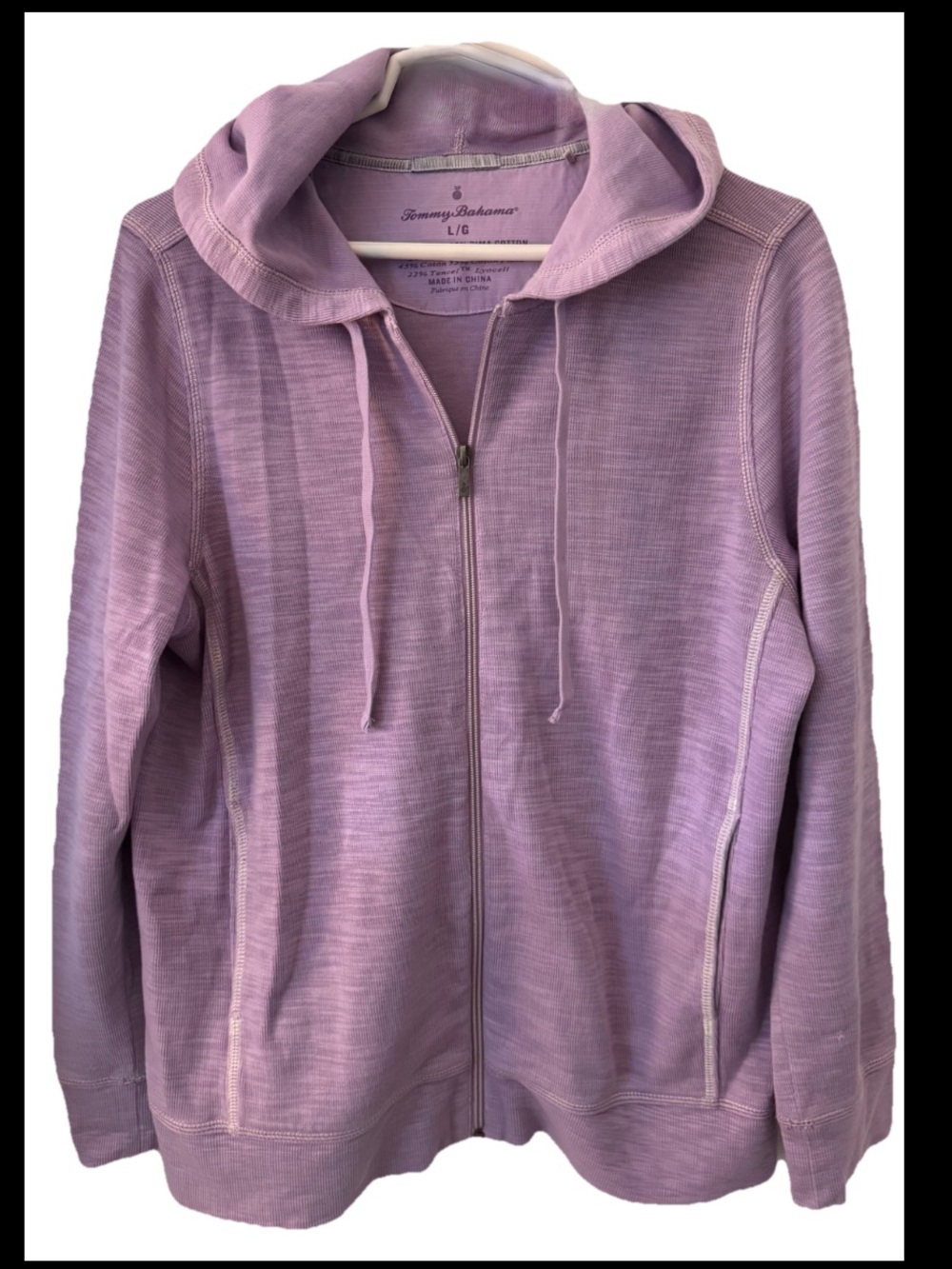 Tommy Bahama Women’s L Hood Lavender FullZip Slub Knit Lightweight Jacket NWOT